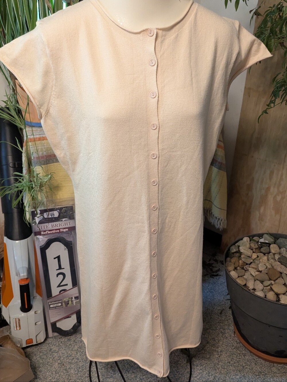 NWT Saodimallsu Rolled Edges Viscose Nylon Blend Button Front Scoopneck Dress Xl